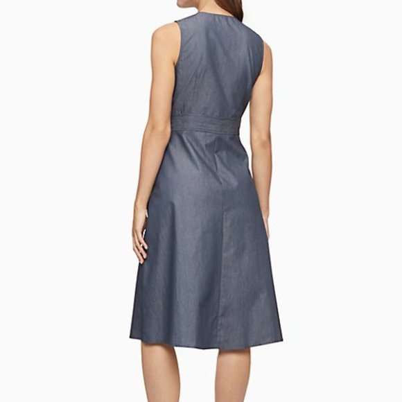Calvin Klein- Denim wrap a-line dress - Picture 2 of 4